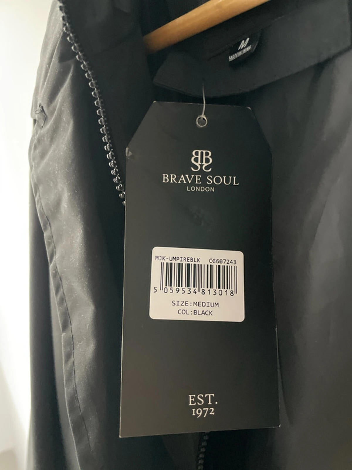 Men’s Brave Soul Trench Jacket Coat In Black - Medium - 2392