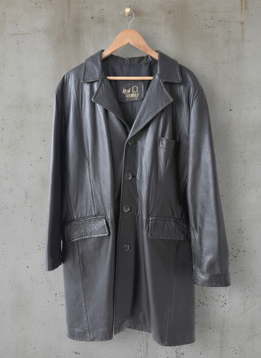 Men's Premium Leather Made In England Jacket Coat In Black  - XLarge - 3307