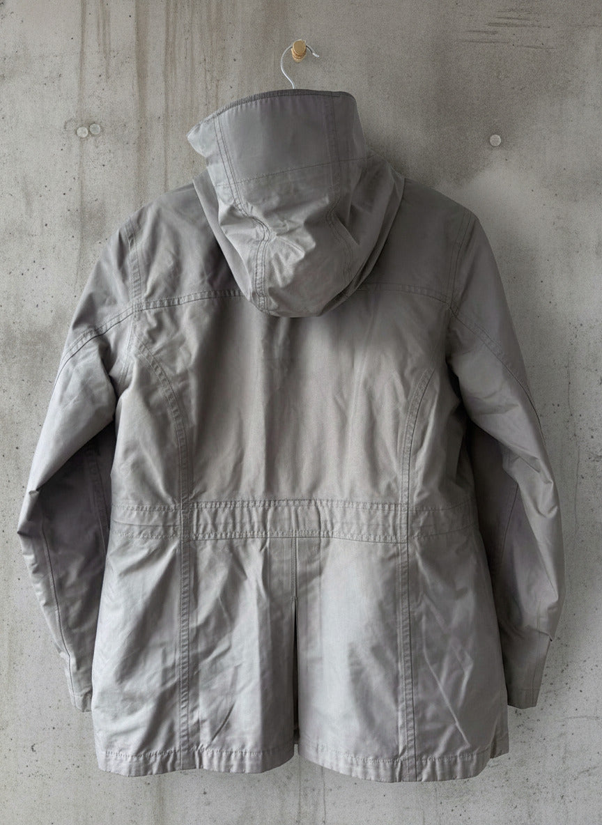 Women’s L.L.Bean H2Off Hooded Waterproof Raincoat Jacket In Grey - Medium - 3662