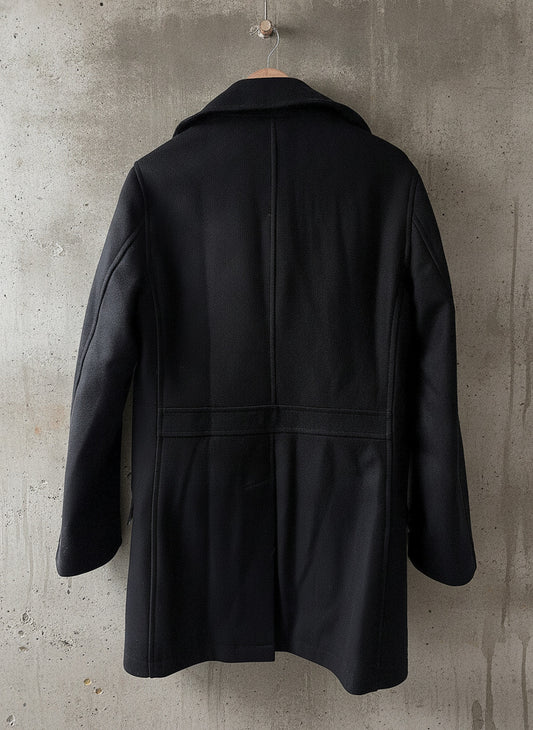 Men’s Tommy Hilfiger Wool Double Breasted Peacoat Jacket In Black - Medium -3805