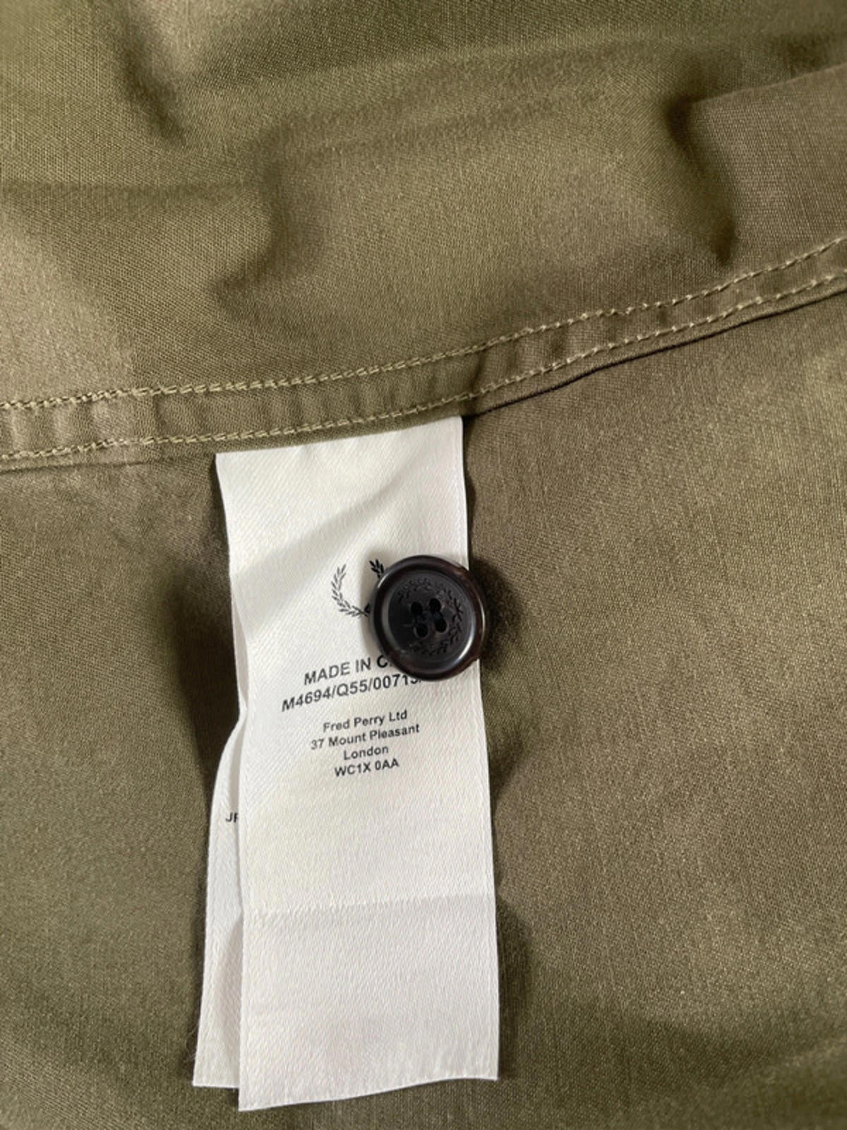 Men’s Fred Perry Zip Through Bomber Jacket Coat In Khaki - Small - 2057