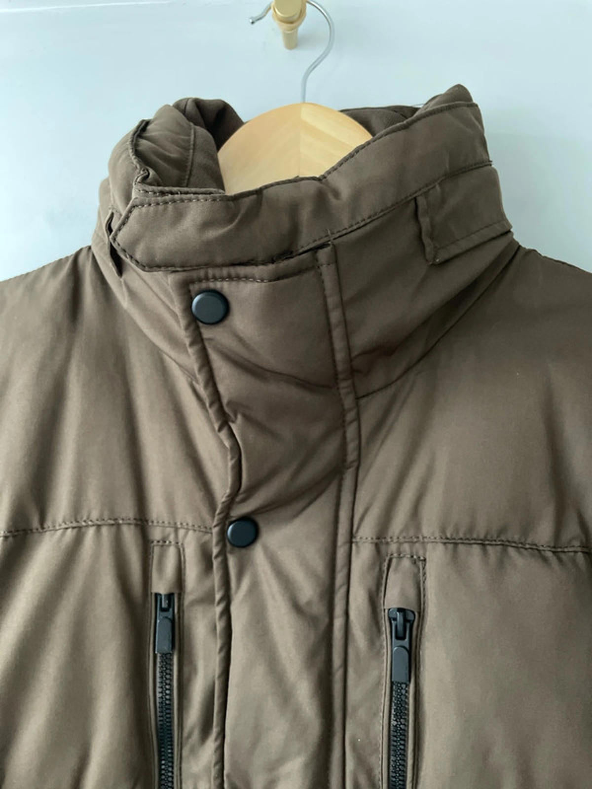 Men’s Zara Hooded Padded Puffer Jacket In Brown - Small - 2495