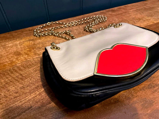 Women’s Lulu Guinness Eva Leather Shoulder Clutch Crossbody Bag In Black - 2849
