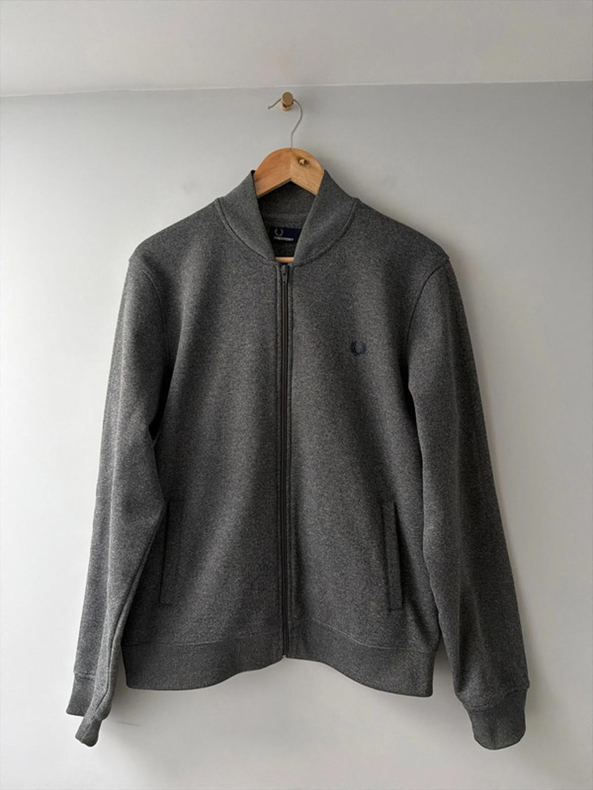 Men’s Fred Perry Zip Through Bomber Jacket In Grey - Medium - 2691