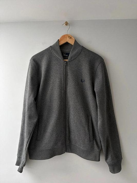 Men’s Fred Perry Zip Through Bomber Jacket In Grey - Medium - 2691