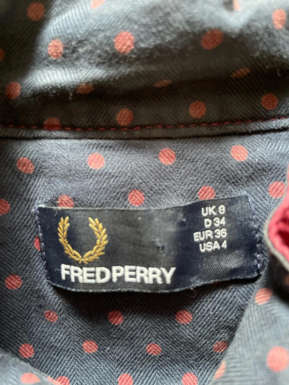 Women’s Fred Perry Harrington Jacket Coat In Burgundy - UK8 - 1995