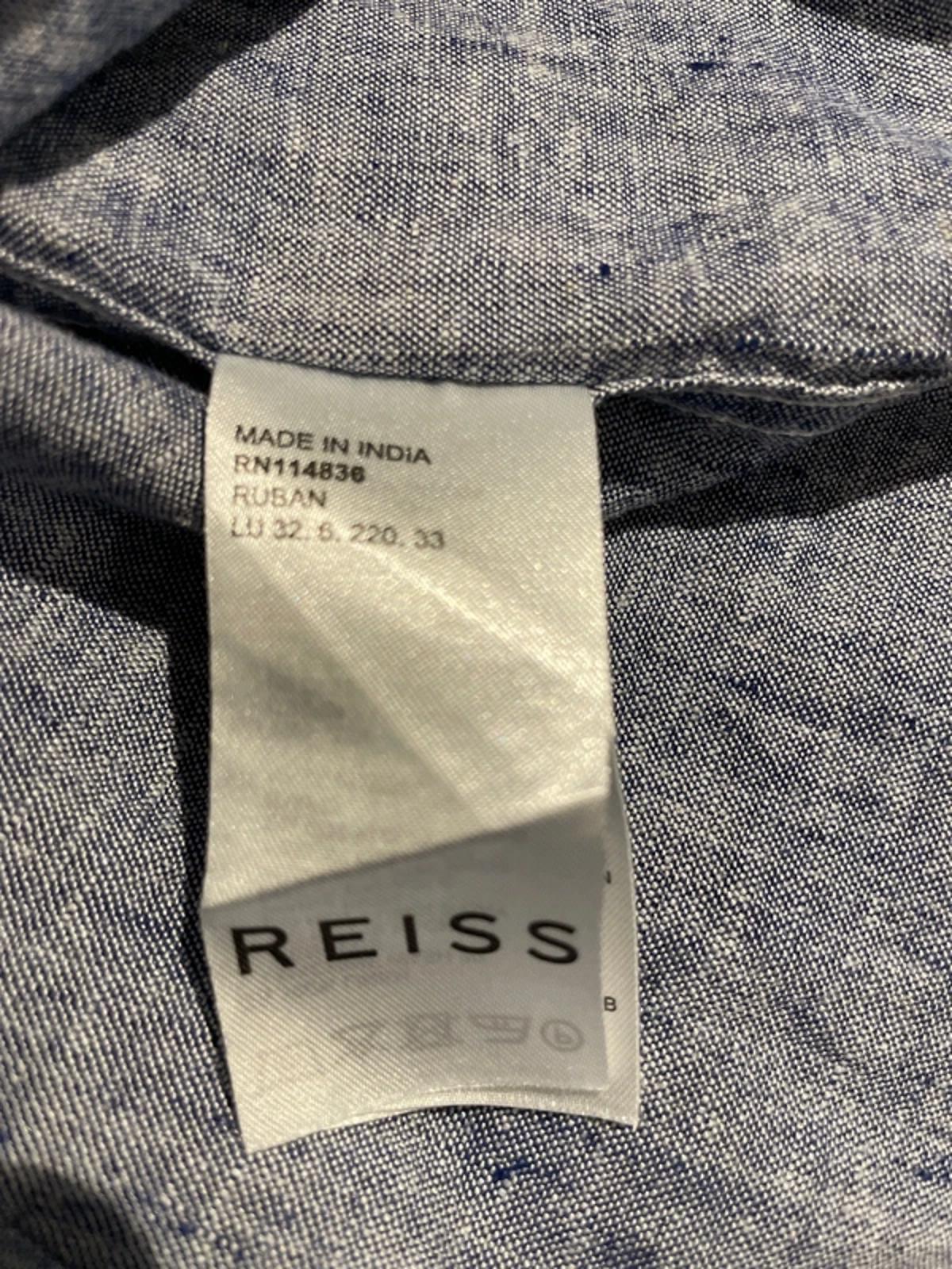 Men’s Reiss 100% Slub Linen Long Sleeve Shirt in Blue - Large - 2928