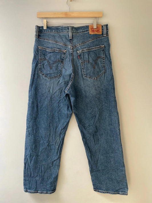 Women’s Levi’s High Waisted Ribcage Straight Fit Jeans In Navy - W31/L27 - 2558