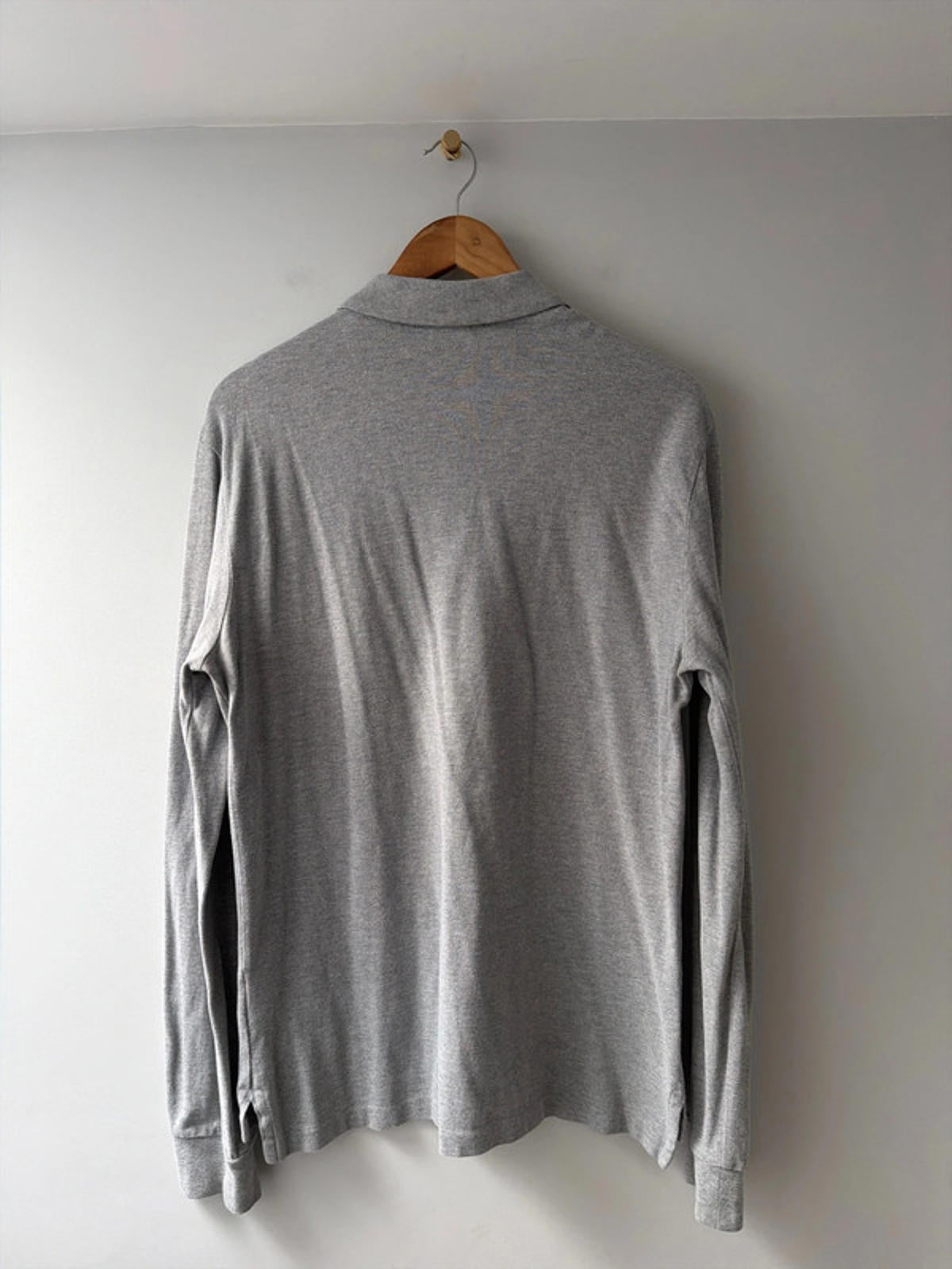 Men’s Ralph Lauren Slim Fit Long Sleeve Polo Top In Grey - Large - 2684