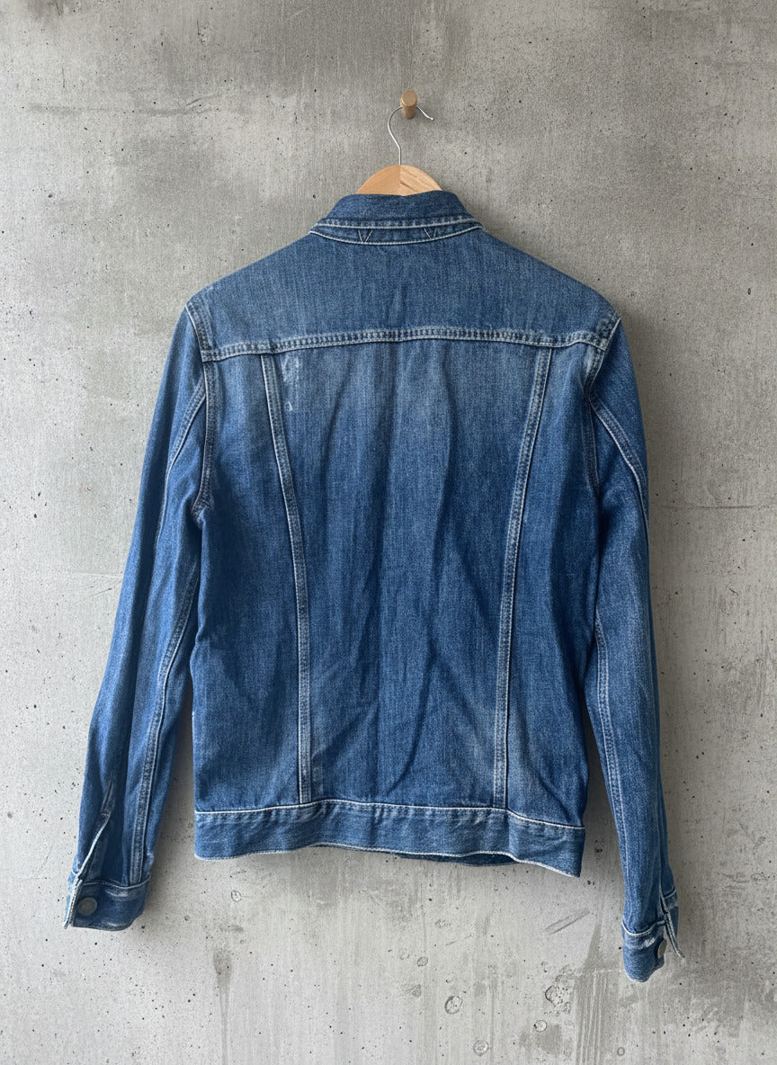 Women’s Allsaints Denim Trucker Jacket Coat In Navy - Small - 2111