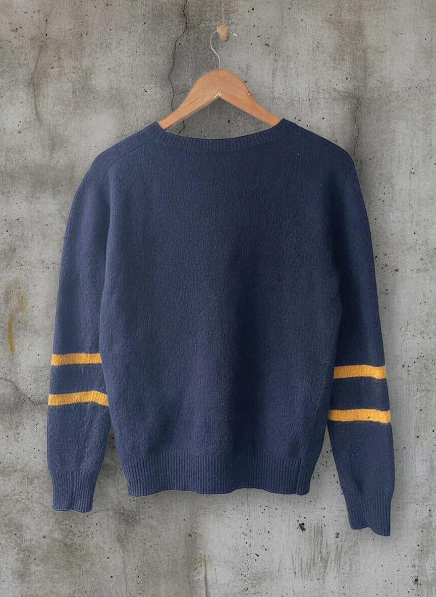 Mens Tommy Hilfiger Premium Wool Jumper In Navy/Yellow - Small - 2621