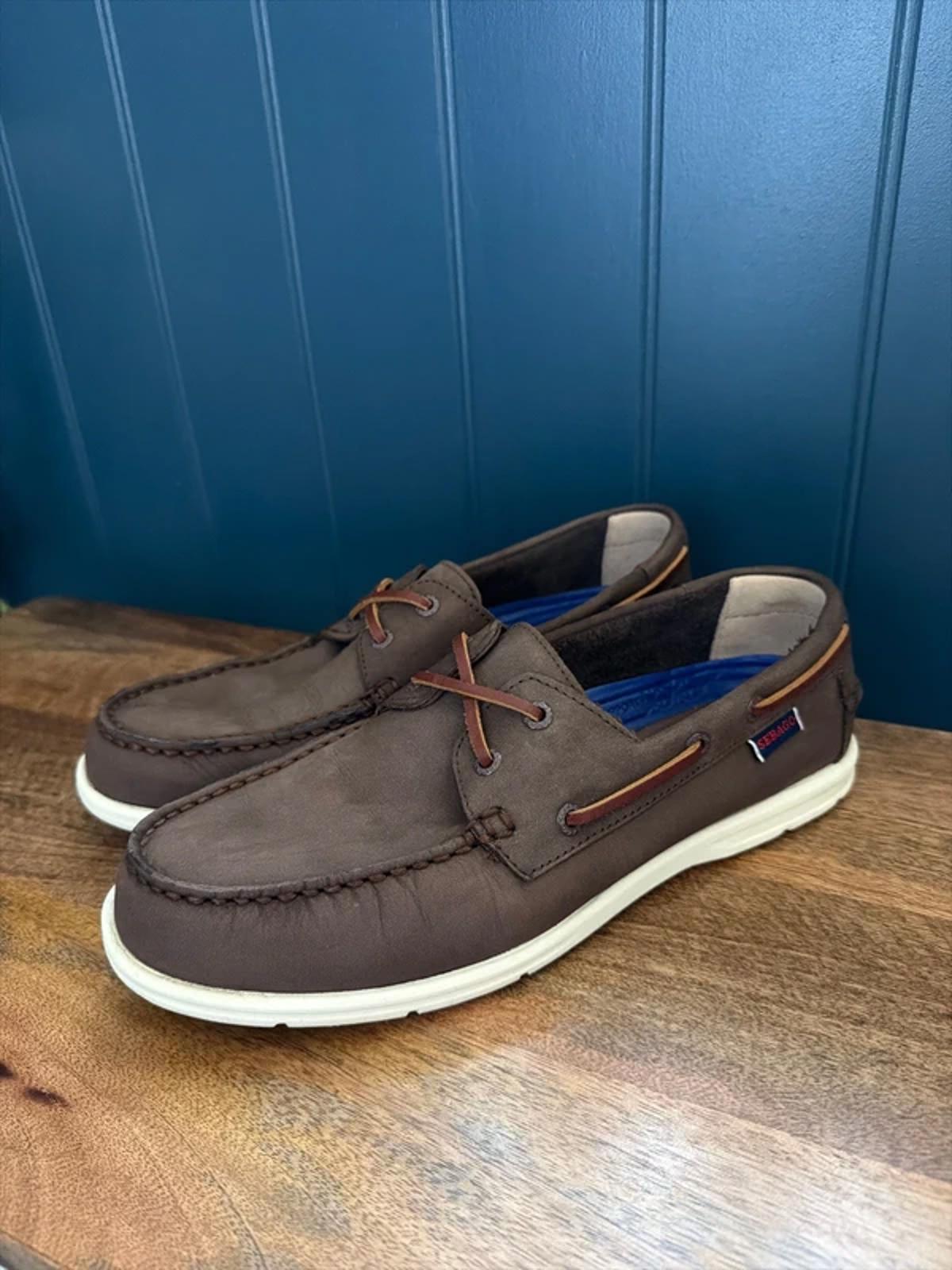 Men’s Sebago Naples Premium Leather Classic Boat Deck Shoes In Brown - Uk8 - 3287