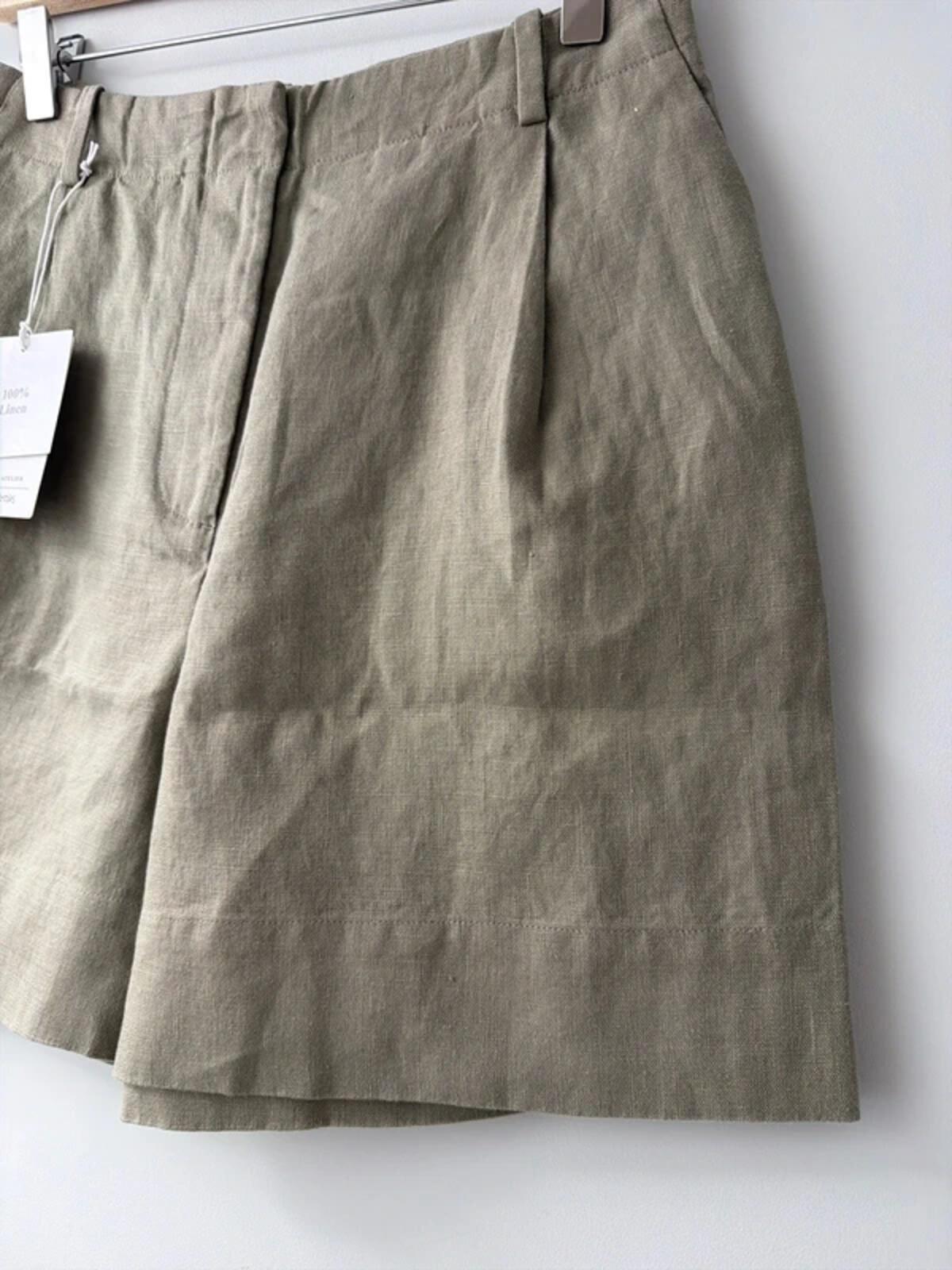 Women’s & Other Stories 100% Linen Shorts In Khaki - Uk6 - 3371