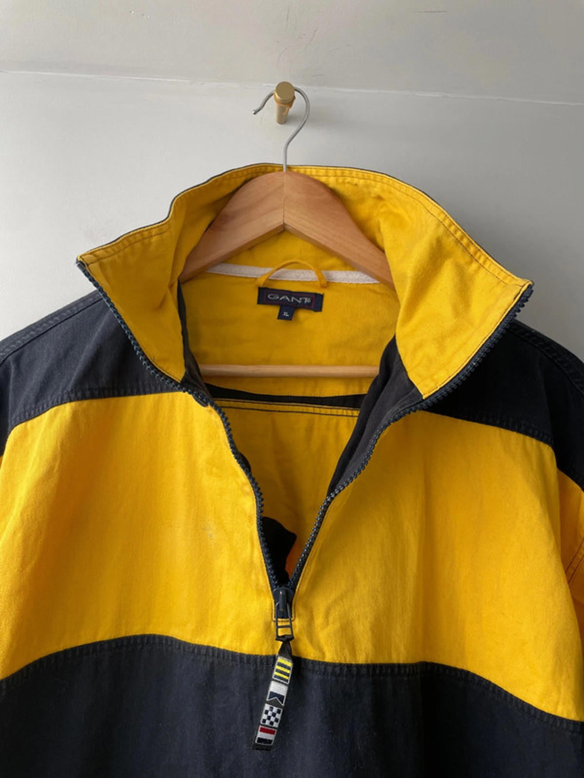 Men’s Gant Oversized Pullover 1/4 Zip Stripped Jacket In Navy/Blue - XLarge - 2214