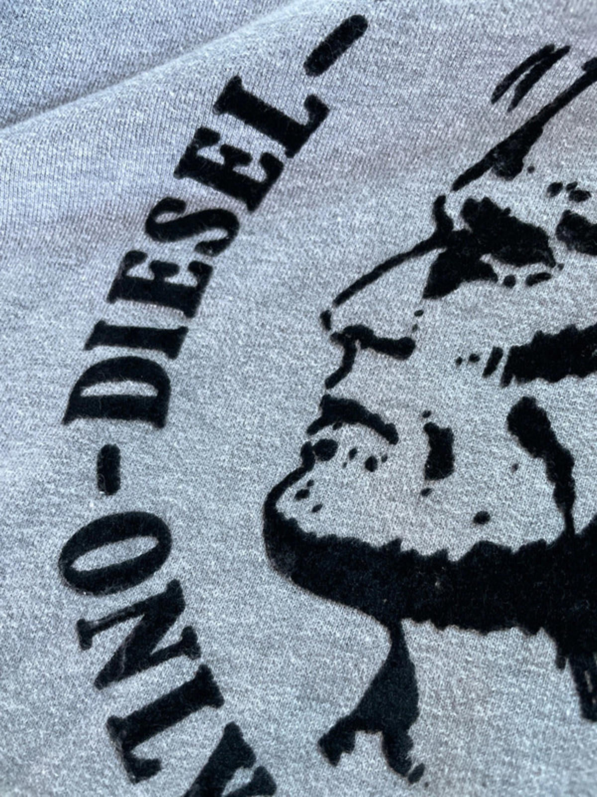 Men’s Diesel Flocked Print Logo Hoodie With Pockets In Grey - Large - 2135