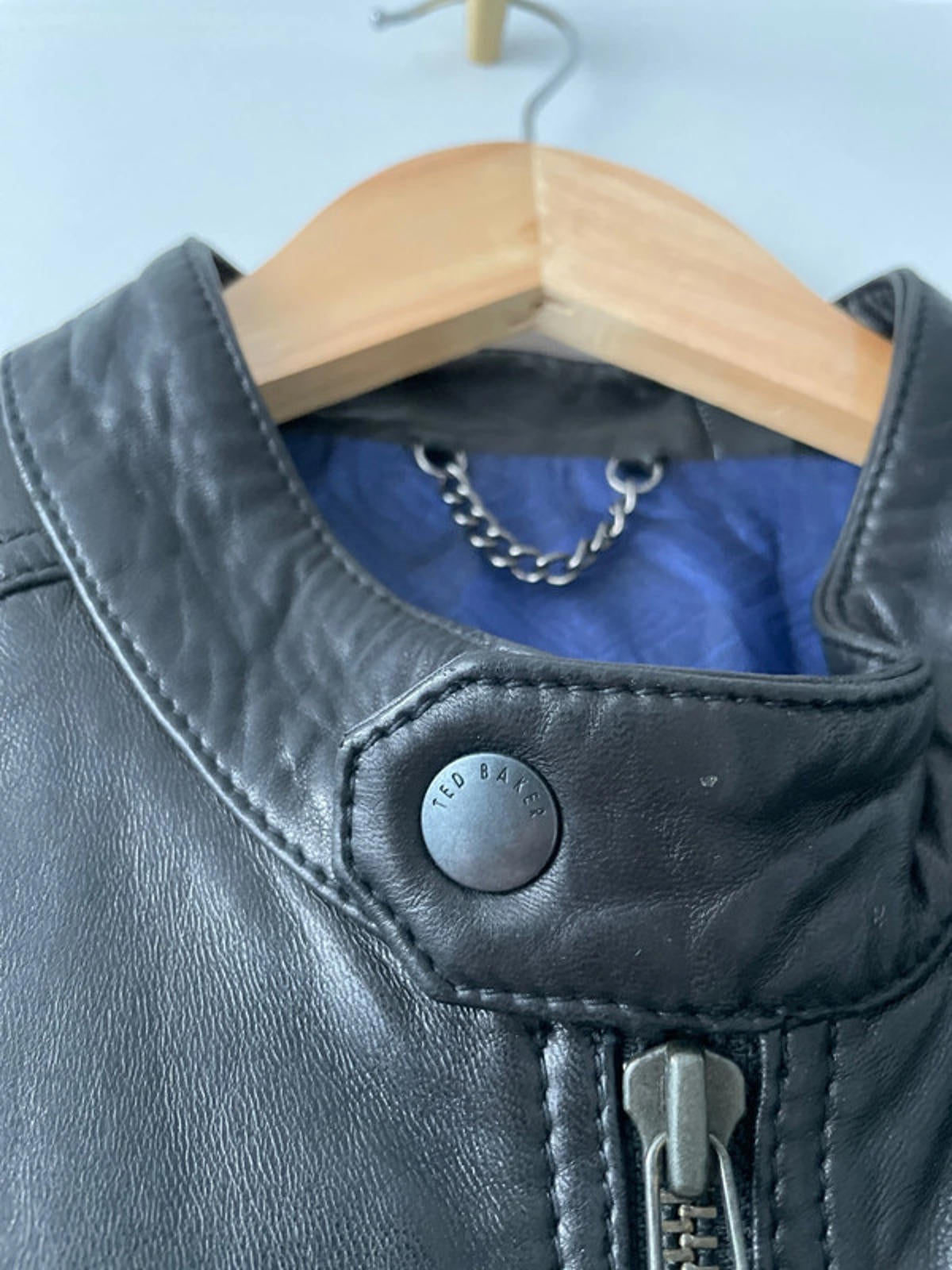 Men’s Ted Baker Premium Soft Leather Biker Jacket In Brown - Medium - 2266