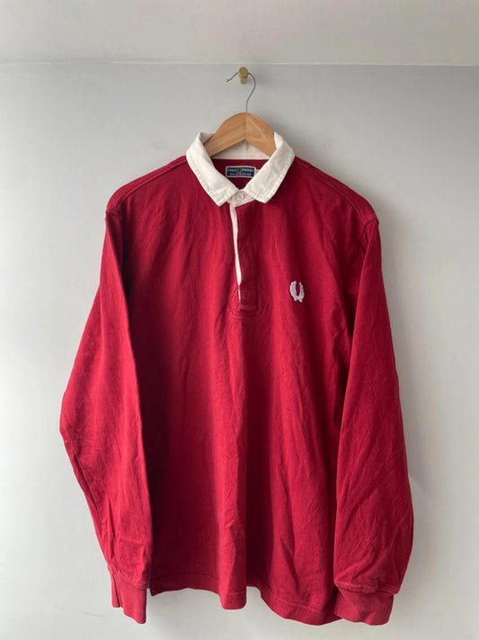 Men’s Fred Perry Premium Long Sleeve Rugby Polo Top - Medium - 2000