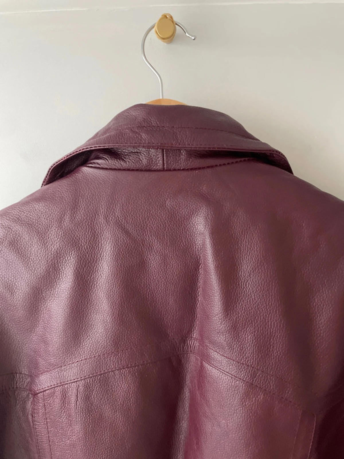 Men’s Infinity Premium Leather Peacoat Jacket In Burgundy - Medium - 2498