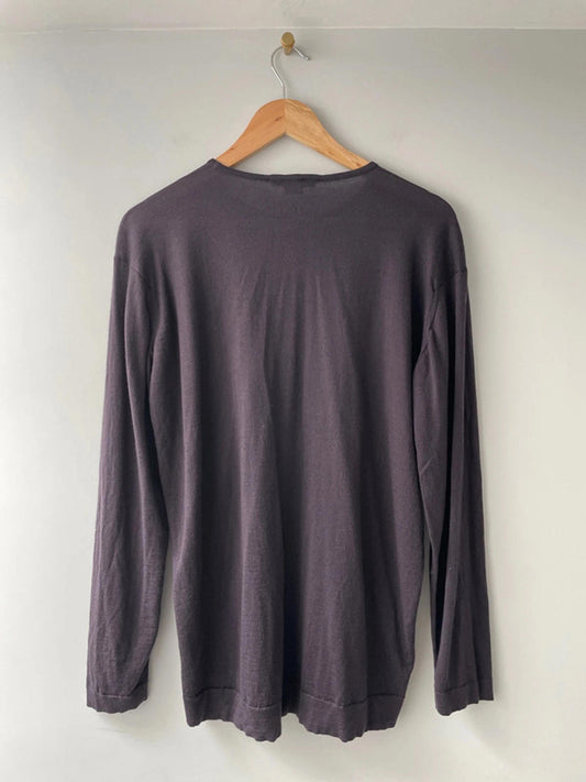 Men’s John Smedley 100% Merino Wool Crew Neck Jumper In Purple - Large - 2063