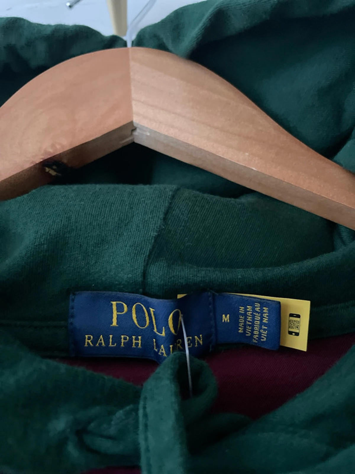 Men’s Ralph Lauren Stripped Hooded Rugby Shirt Top In Burgundy/Green - Medium - 2532