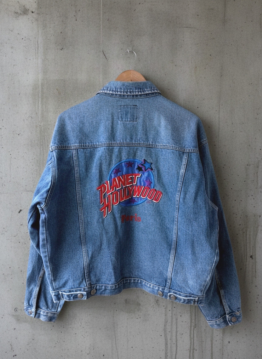 Men’s Planet Hollywood 90's Vintage Oversized Fit Denim Jacket In Navy - Large - 3384