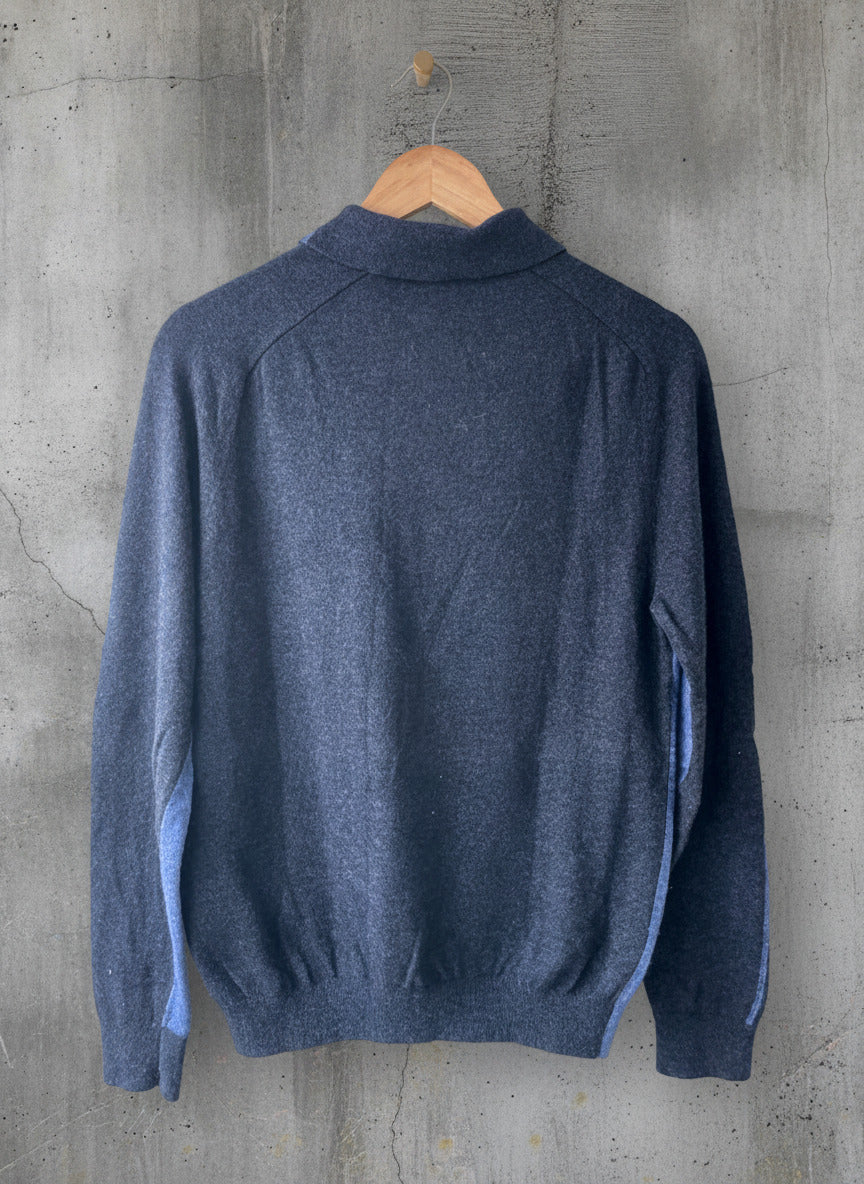 Men’s Reiss Wool Blend Knitted Long Sleeve Polo Top In Navy - Small - 1578