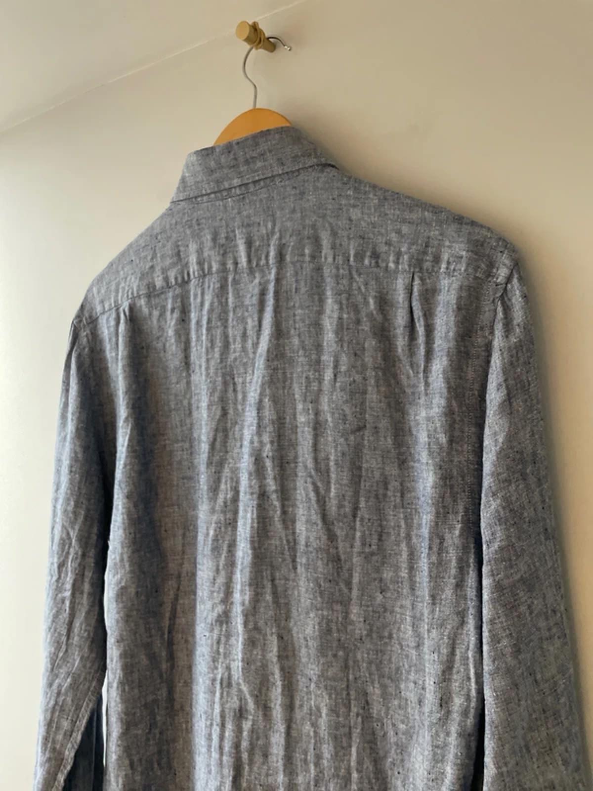 Men’s Reiss 100% Slub Linen Long Sleeve Shirt in Blue - Large - 2928