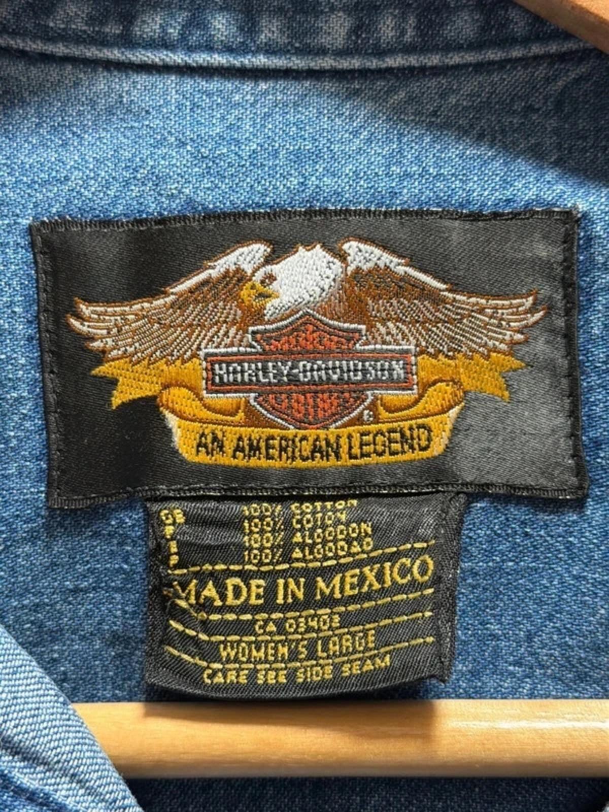 Women’s Harley Davidson Vintage Oversized Fit Denim Shirt In Navy - Large - 3380