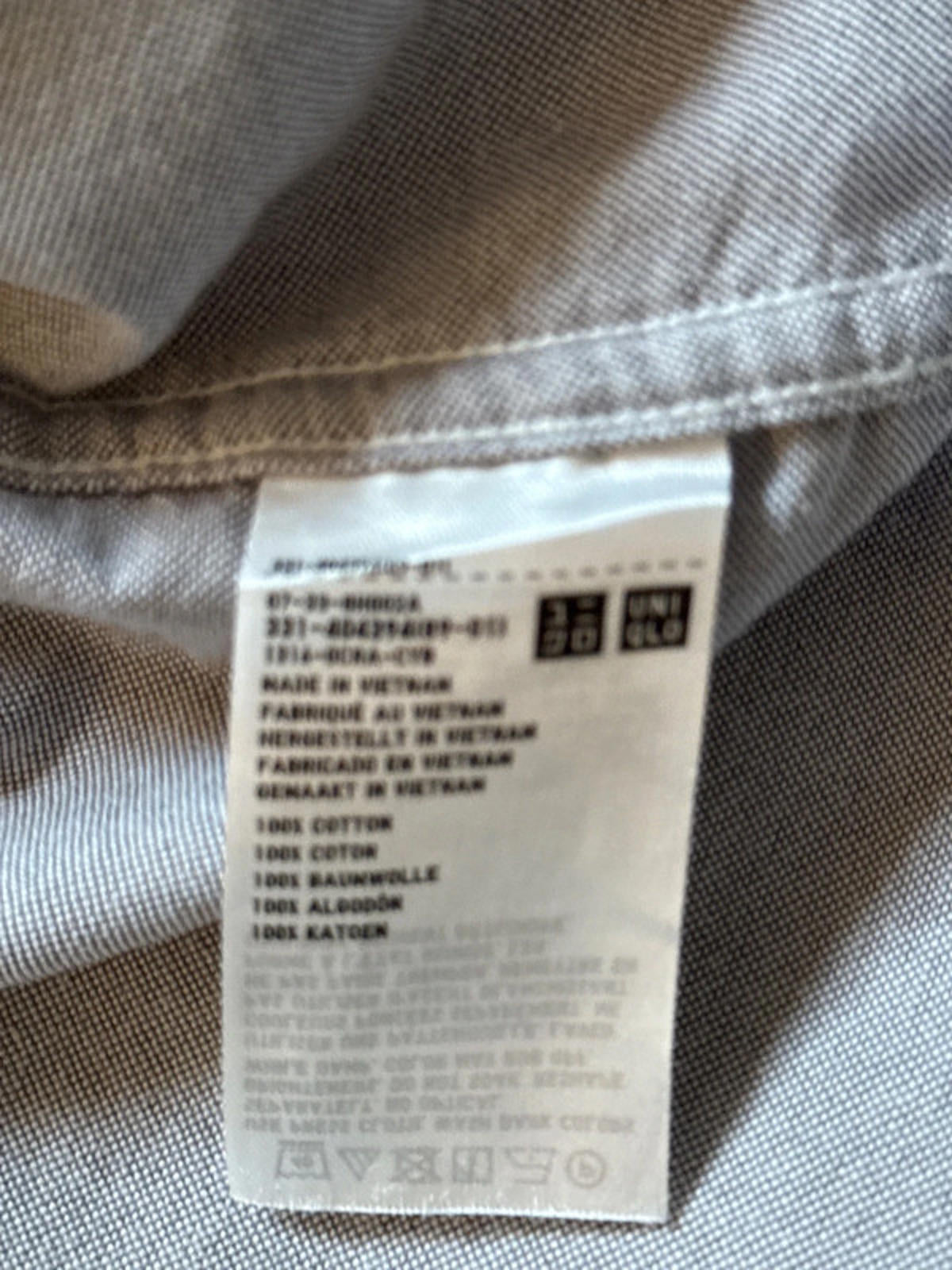 Men’s Uniqlo Slim Fit Long Sleeve Chambray Oxford Shirt in Grey - Medium - 0775