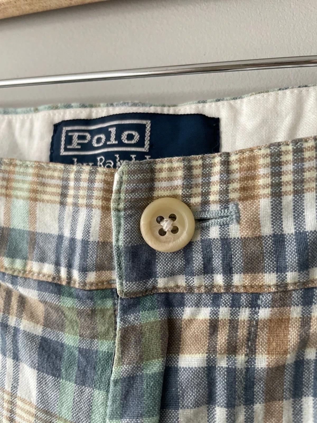 Men’s Ralph Lauren Check Shorts in Green/Blue - W34/L9 - 3144