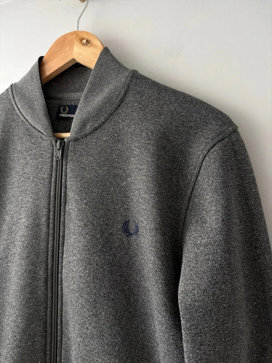Men’s Fred Perry Zip Through Bomber Jacket In Grey - Medium - 2691