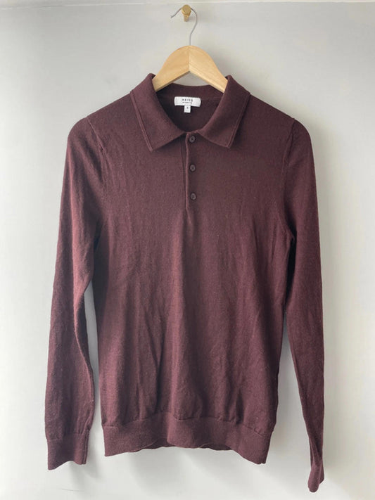 Men’s Reiss 100% Merino Wool Premium Long Sleeve Polo Top - Small - 1579