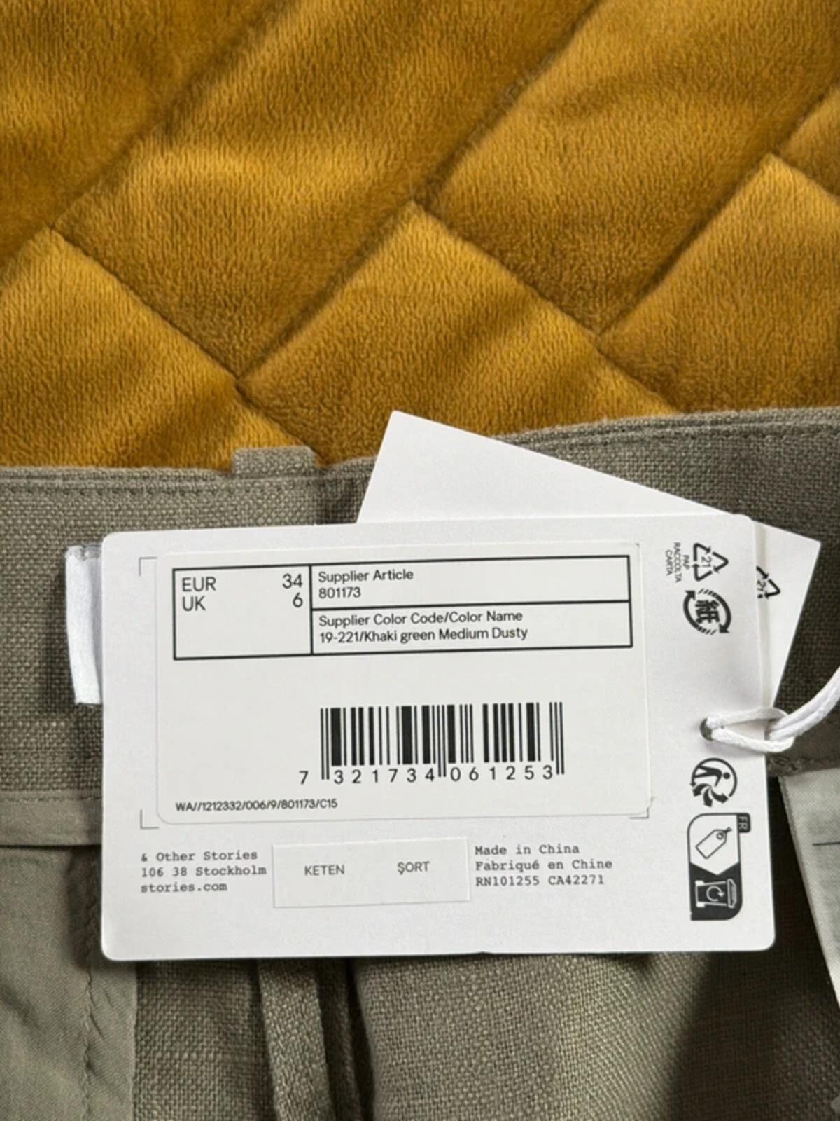 Women’s & Other Stories 100% Linen Shorts In Khaki - Uk6 - 3326