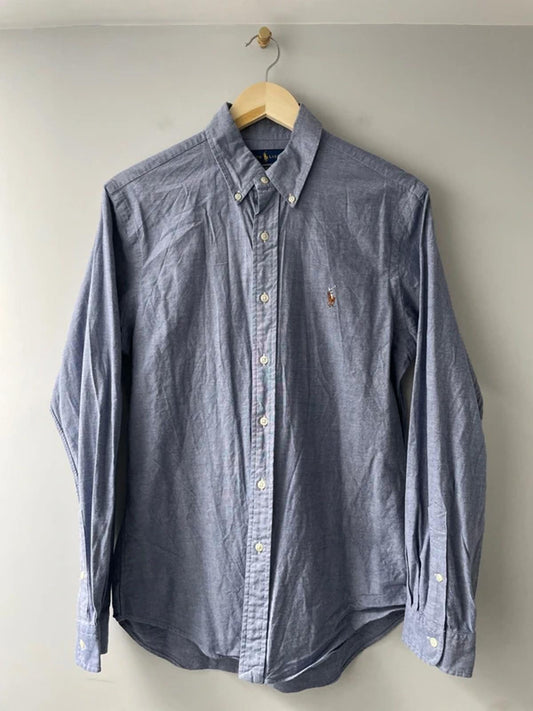 Men’s Ralph Lauren Slim Fit Stretch Oxford Chambray Shirt in Blue - Medium - 2916