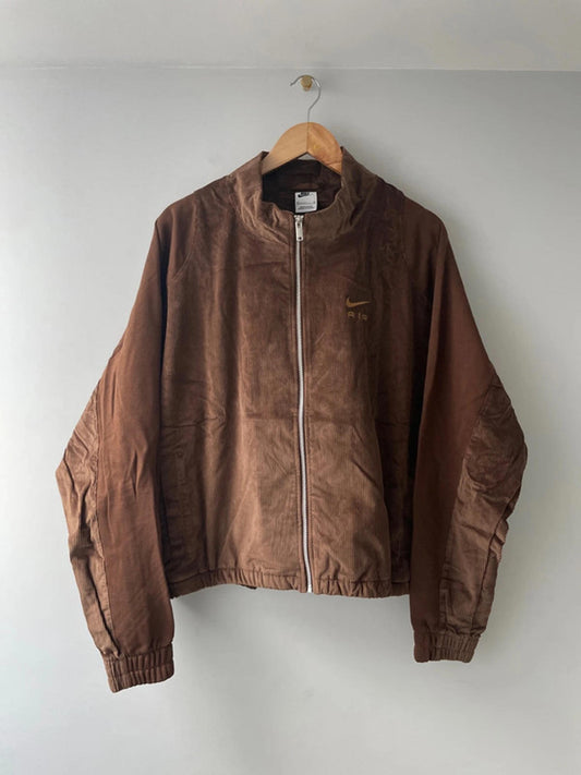 Women’s Nike Oversized Fit Corduroy Full Zip Jacket Top In Brown - UK 14 - 2306
