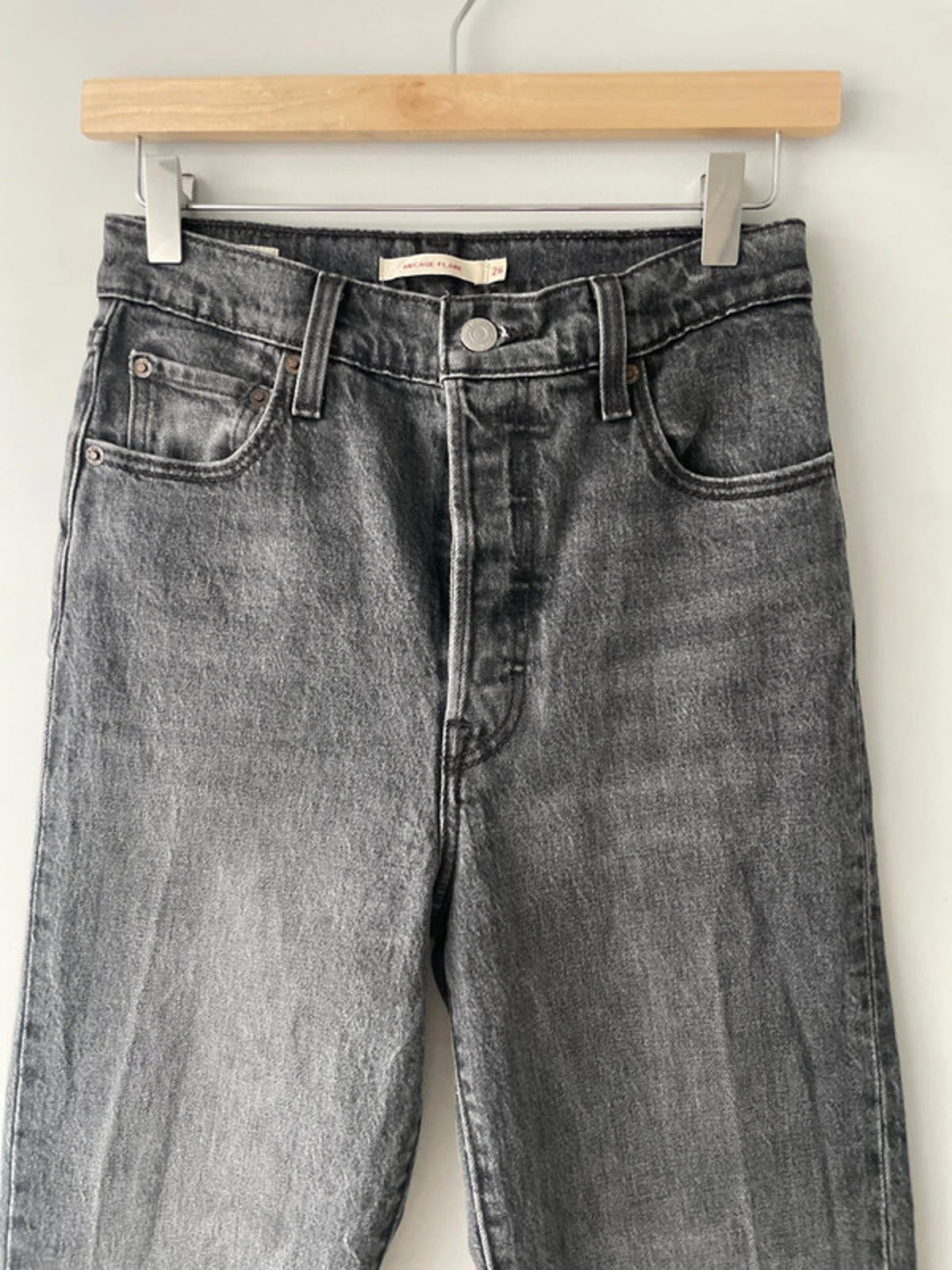 Women’s Levi’s Ribcage High Waisted Flare Fit Raw Hem Jeans In Black - W26/L25 - 2491