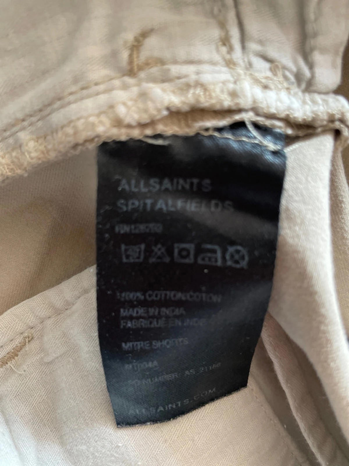 Men’s Allsaints Premium Classic Chino Shorts In Beige - W30 - 1665