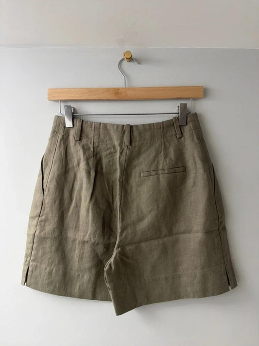 Women’s & Other Stories 100% Linen Shorts In Khaki - Uk6 - 3371