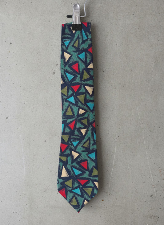 Unisex Missoni Vintage Handmade Silk Tie With Abstract Triangle Pattern - 3838