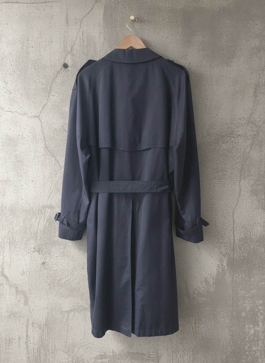 Men’s Baracuta Premium Belted Trench Coat In Navy Blue - Xlarge - 2650