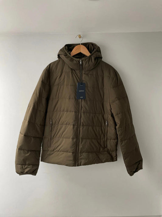 Mens Mango Gorry Hooded Padded Puffer Jacket In Khaki - Medium - 2373
