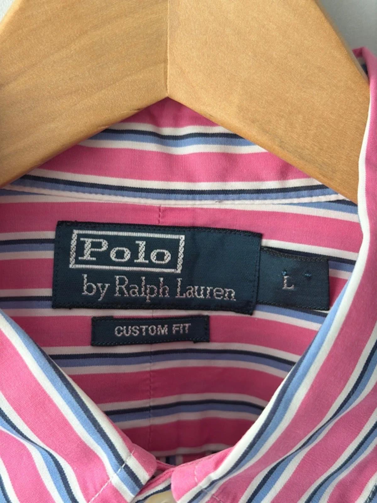 Men’s Ralph Lauren Custom Fit Stripped Oxford Shirt In Pink - Large - 3192