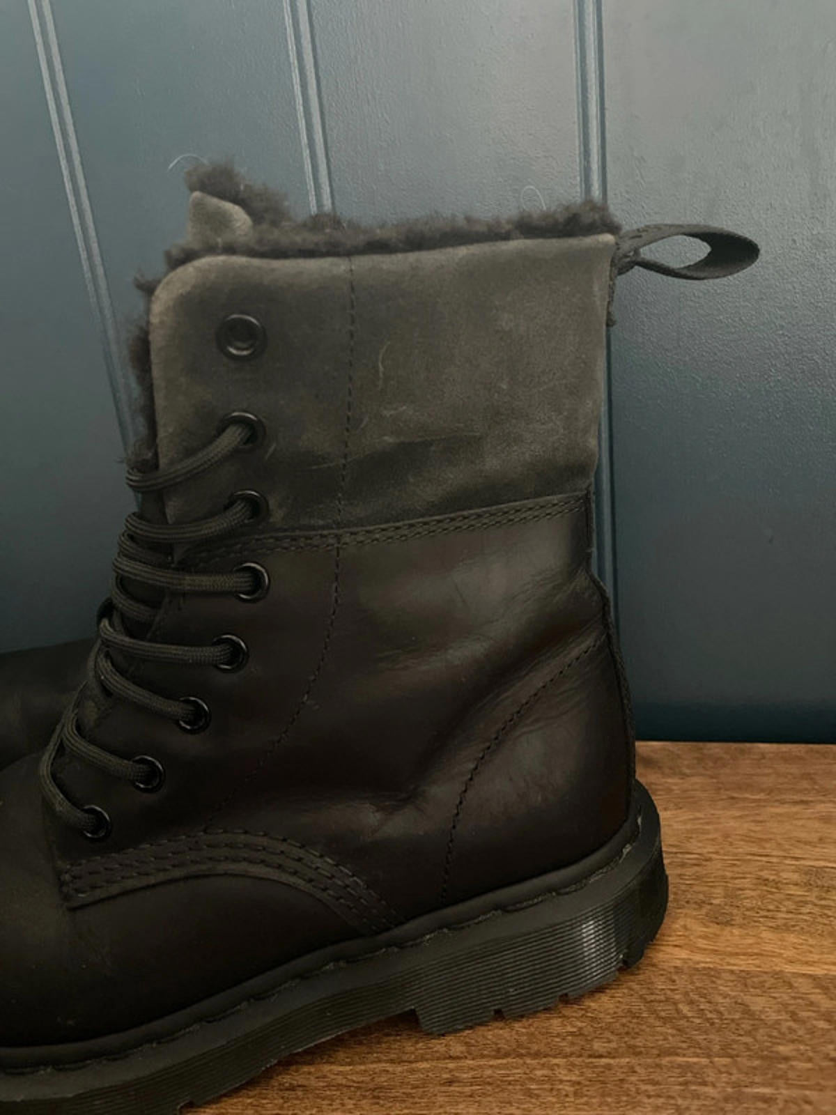 Women’s Dr Marten’s 1460 Kolbert Faux Fur Lined Leather Boots In Black-UK 5-2364