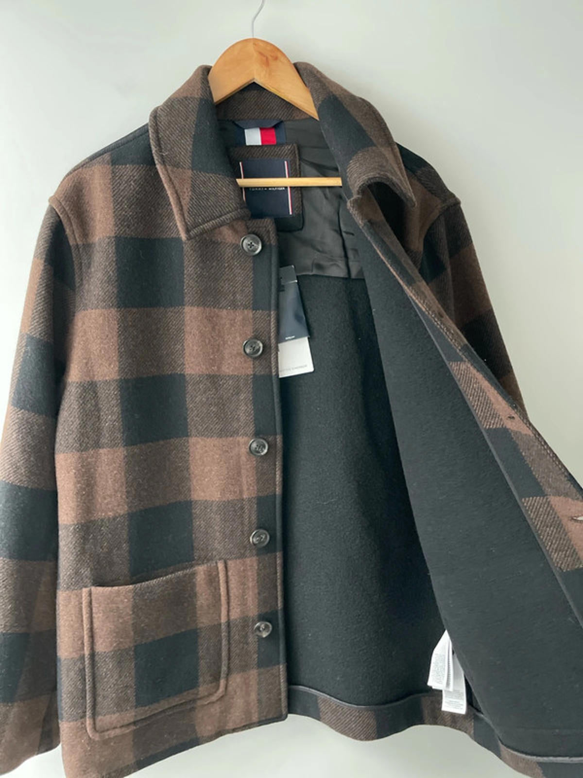 Men’s Tommy Hilfiger Premium Wool Checked Jacket In Brown - Medium - 2428 - £300 RRP