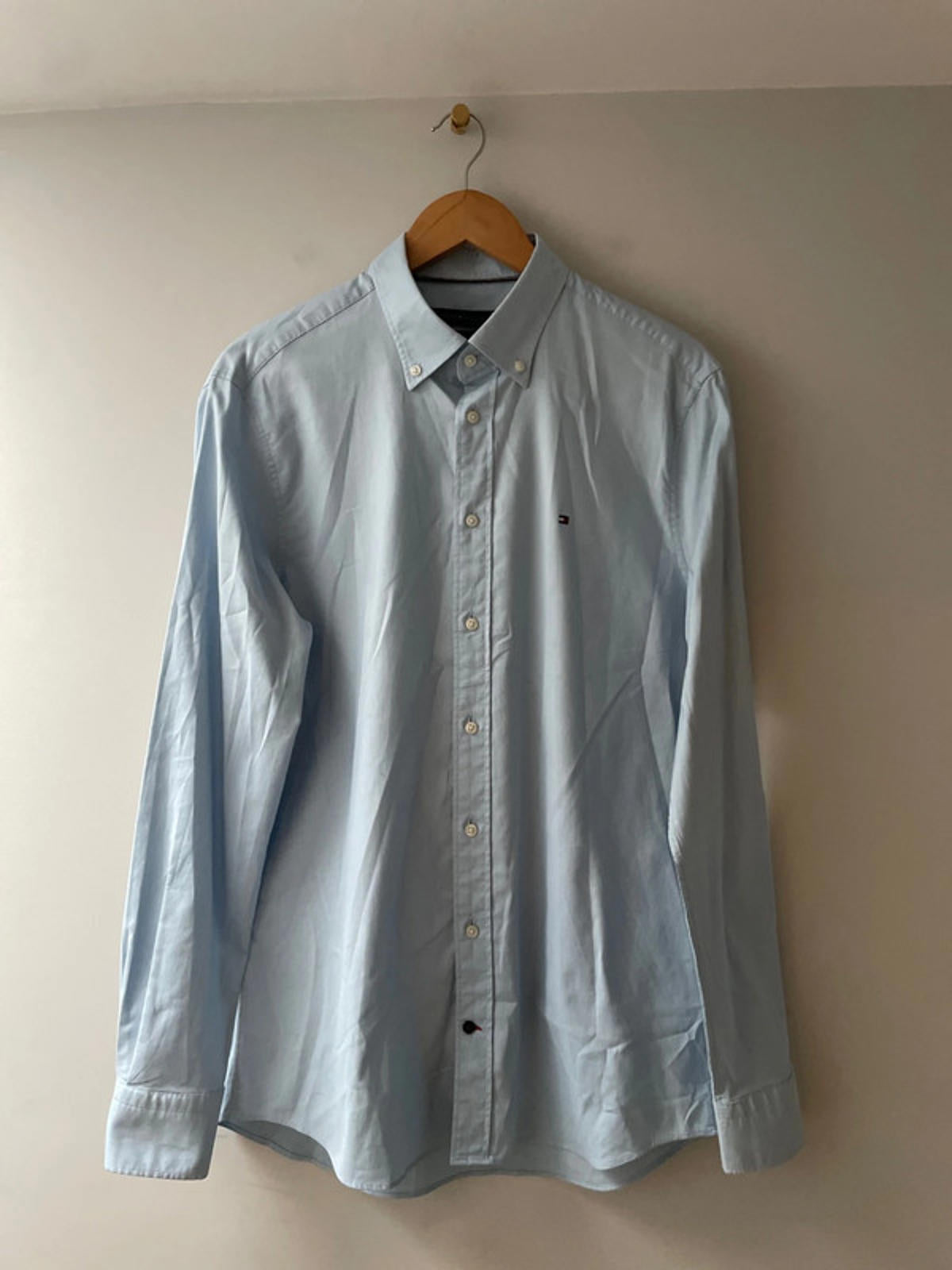 Men’s Tommy Hilfiger THFlex Regular Fit Long Sleeve Shirt In Blue - Medium -2757
