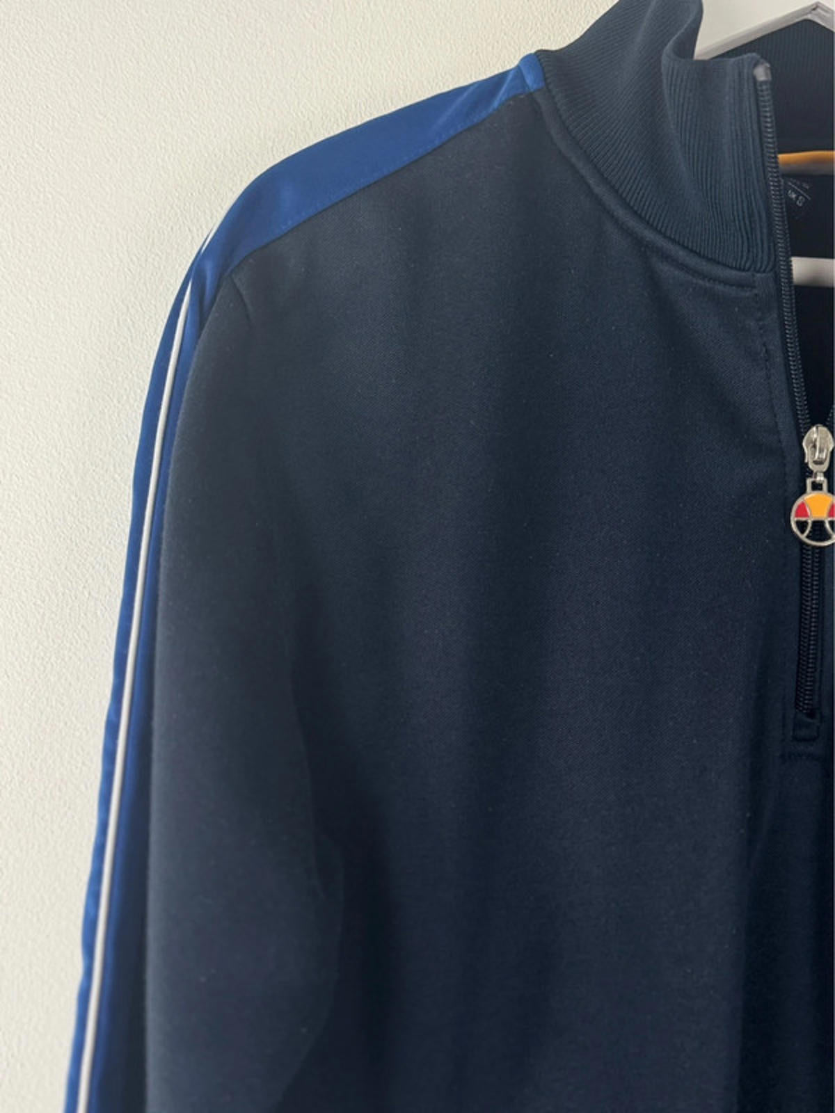 Men’s Ellesse 1/4 Zip Retro Track Jacket Top In Navy - Small   -1441
