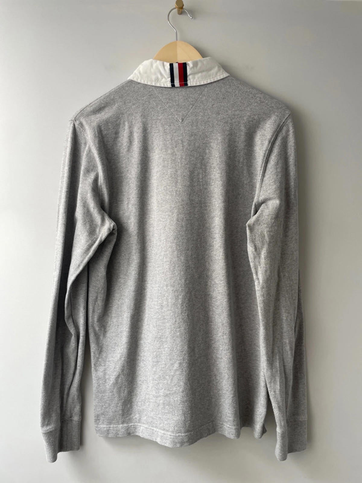 Men’s Tommy Hilfiger Rugby Polo Shirt Top In Grey - Medium- 2148