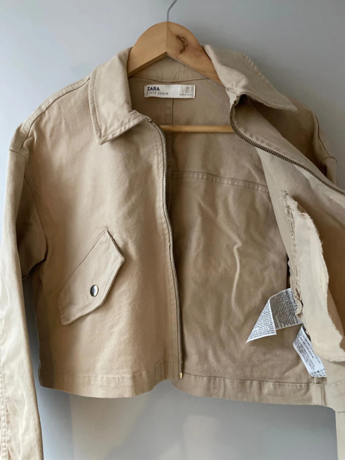 Women’s Zara Cropped Denim Jacket In Cream - XSmall - 2502