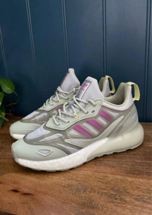 Women’s Adidas ZX 2K Boost 2.0 Trainers In Mint/Fuchsia - UK4 - 2362