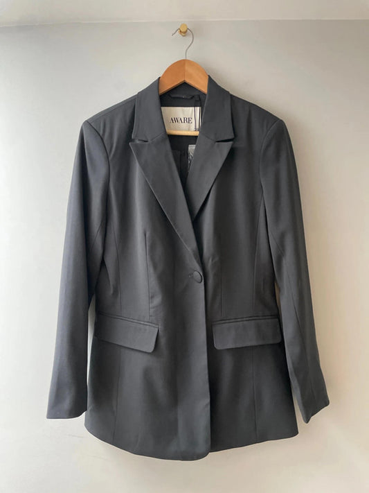 Women’s Aware Tailored Single Button Blazer In Dark Grey - UK10 - 2781